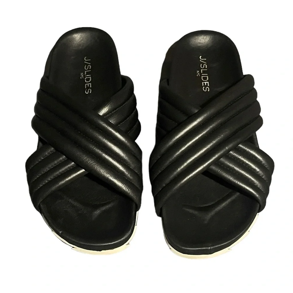 J/SLIDES NYC Wide Straps Sandals Women’s Size 8.5 Black - Picture 2 of 8